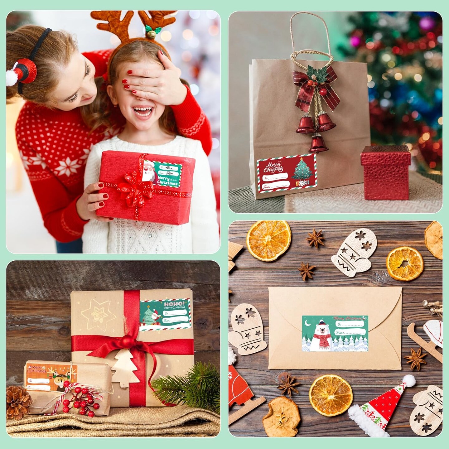 Christmas Gift Tags - Gift Tags for Christmas Presents - Christmas Gifts for Women Men Kids - Christmas Wrapping Paper - Christmas Decorations - Christmas Gift Bags (2.95 x 1.6 Inch)