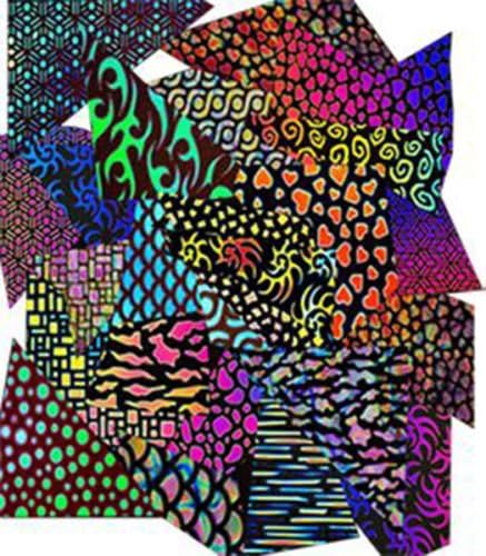 1/2lb. CBS Dichroic Glass Assorted Jewelry Pack Borderline Pattern on Standard Black 90 COE