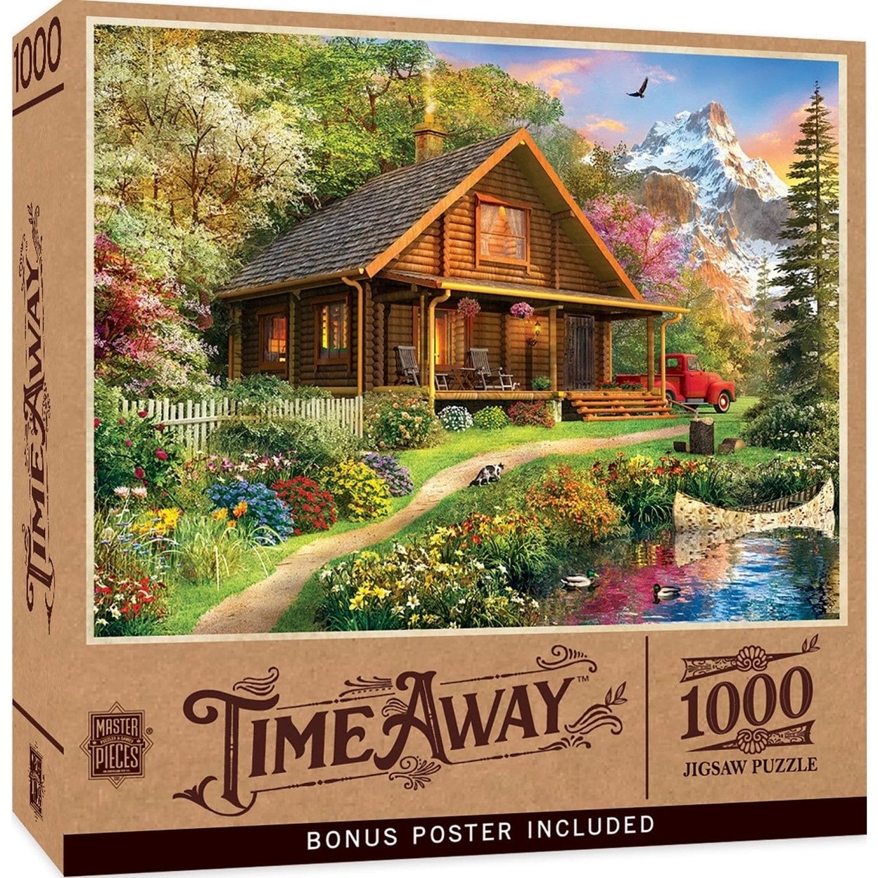 Masterpieces 1000 Piece Jigsaw Puzzle Time Away Mountain Cabin 19.25X26.75