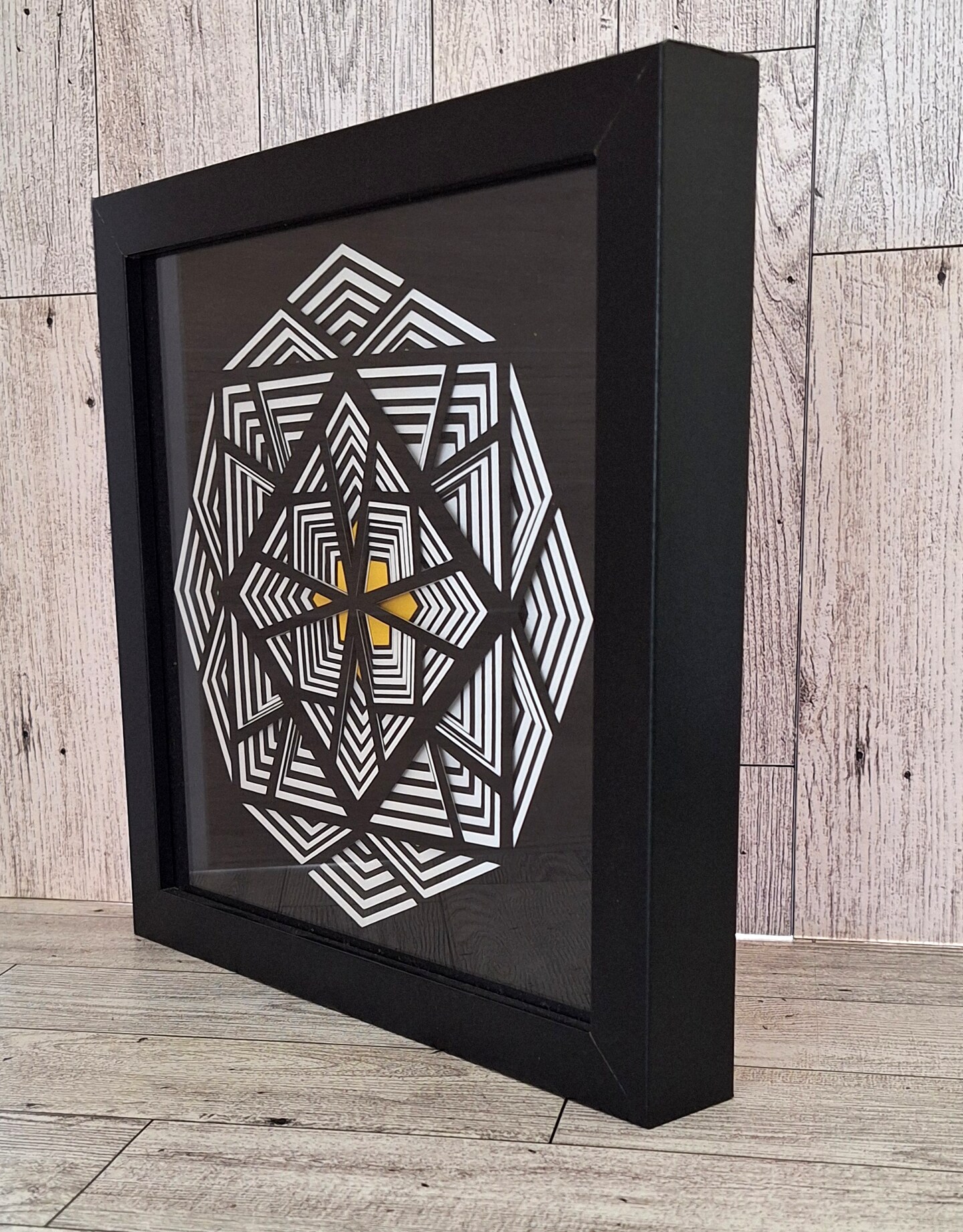Obsidian and Gold 3D Layered Paper Art Shadow Box