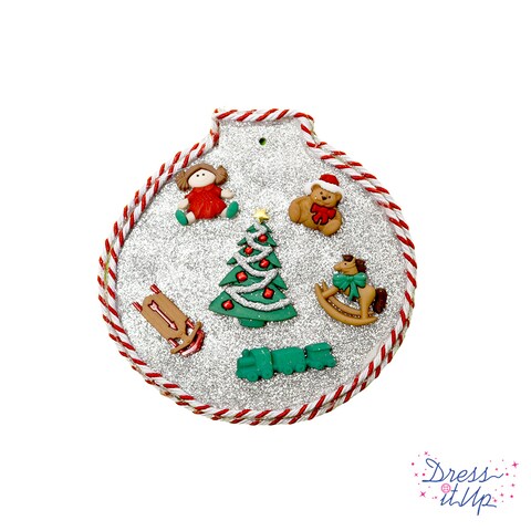 Dress It Up Buttons Christmas Trees, 3pcs Flat Back Craft Embellishments