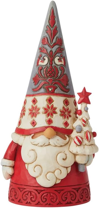 Jim Shore Heartwood Creek Nordic Noel Gnome with Tree Cozy Christmas Figurine, 6.61 Inch, Multicolor