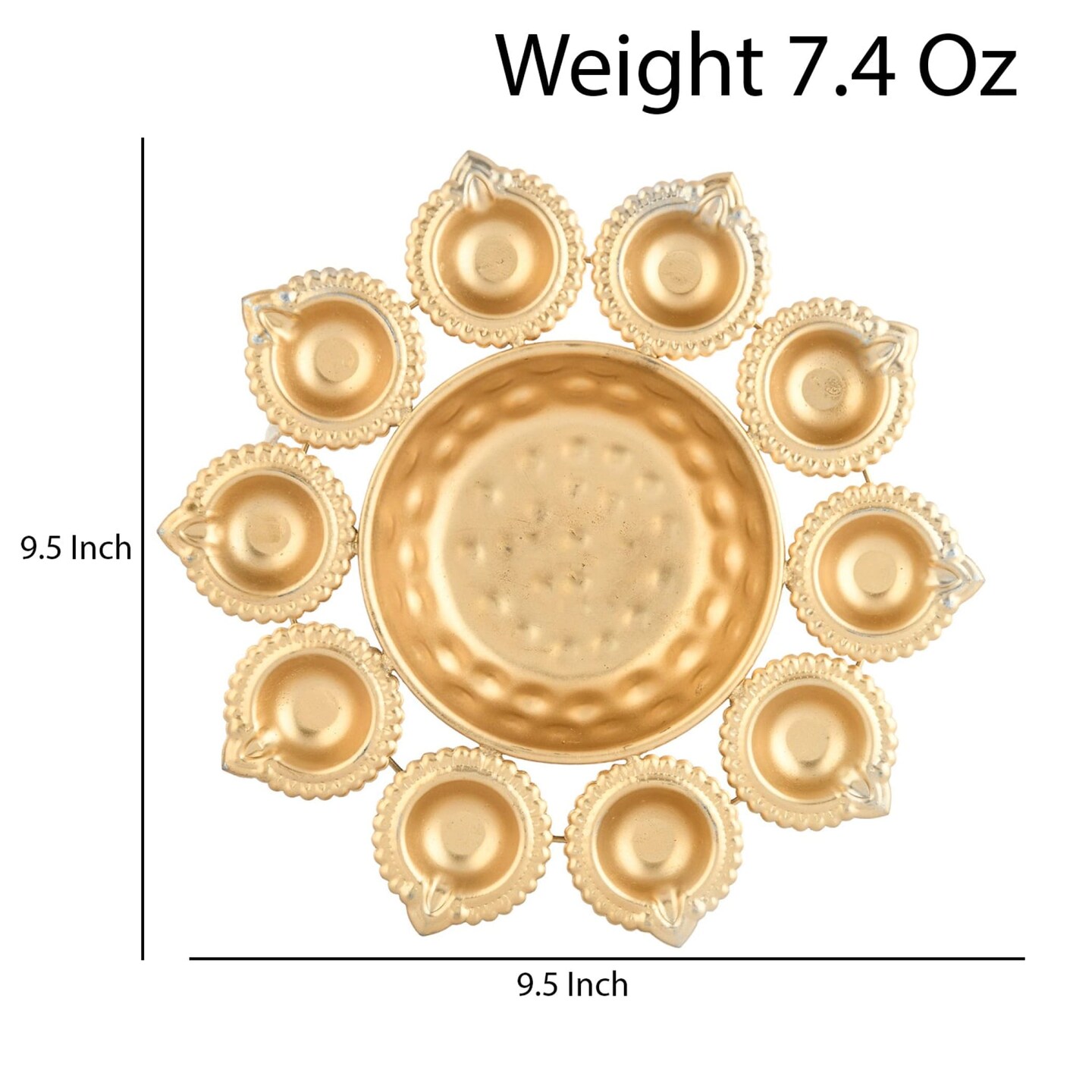 Urli Bowl Brass Finished Diya Shape Flower Decorative Urli Bowl for Floating Flowers Tea Light Candles Home Office Table Decor Diwali Decoration Indian Showpiece Items (10 Diyas)