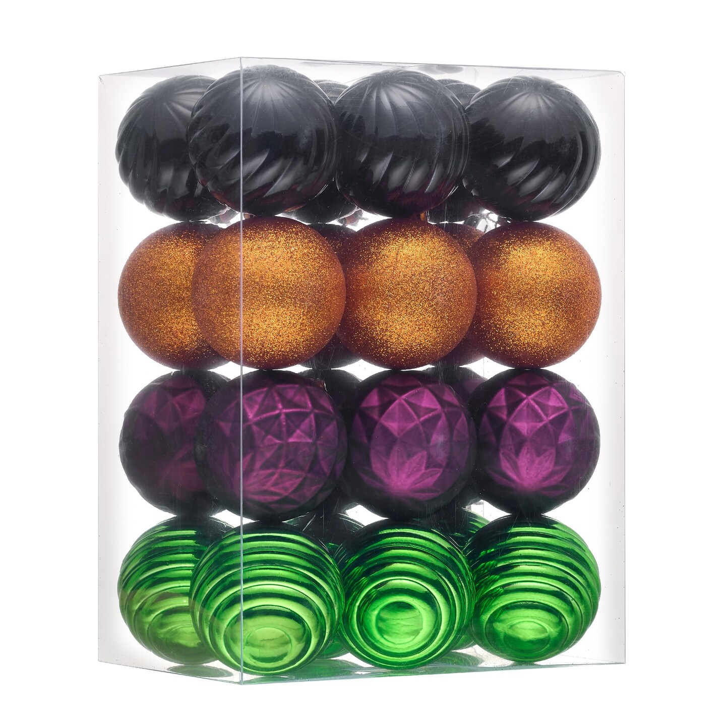 Valery Madelyn Christmas Tree Decorations Ornament Set for Fall Halloween Decor  24ct Orange Purple Black Green Shatterproof Ball Ornaments  2.36 Inches Hanging Ornaments for Xmas Holiday Party