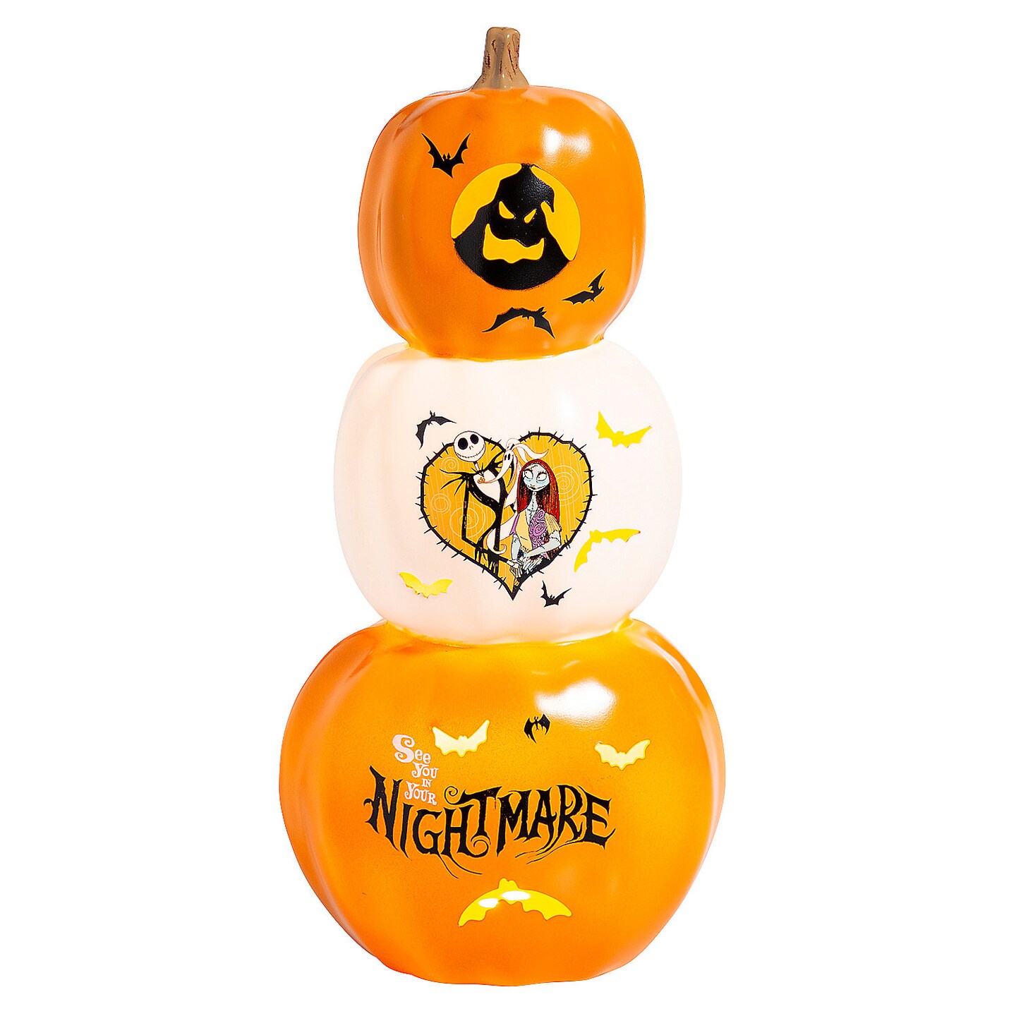 Nightmare Before Christmas Light Up Pumpkin Stack Tabletop Decoration 18.5&#x22;