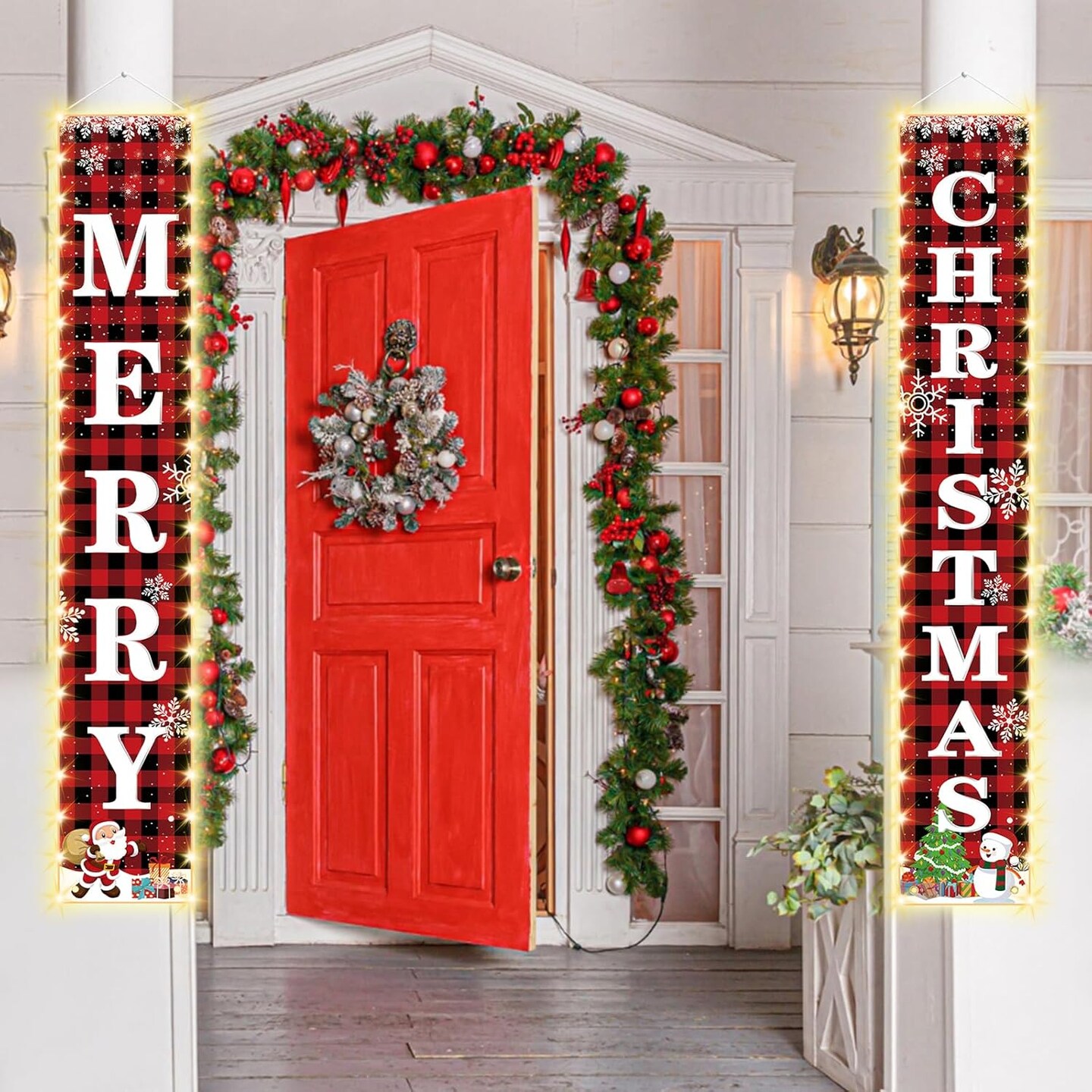 Christmas Lighted Banner for Doorway Porch Yard