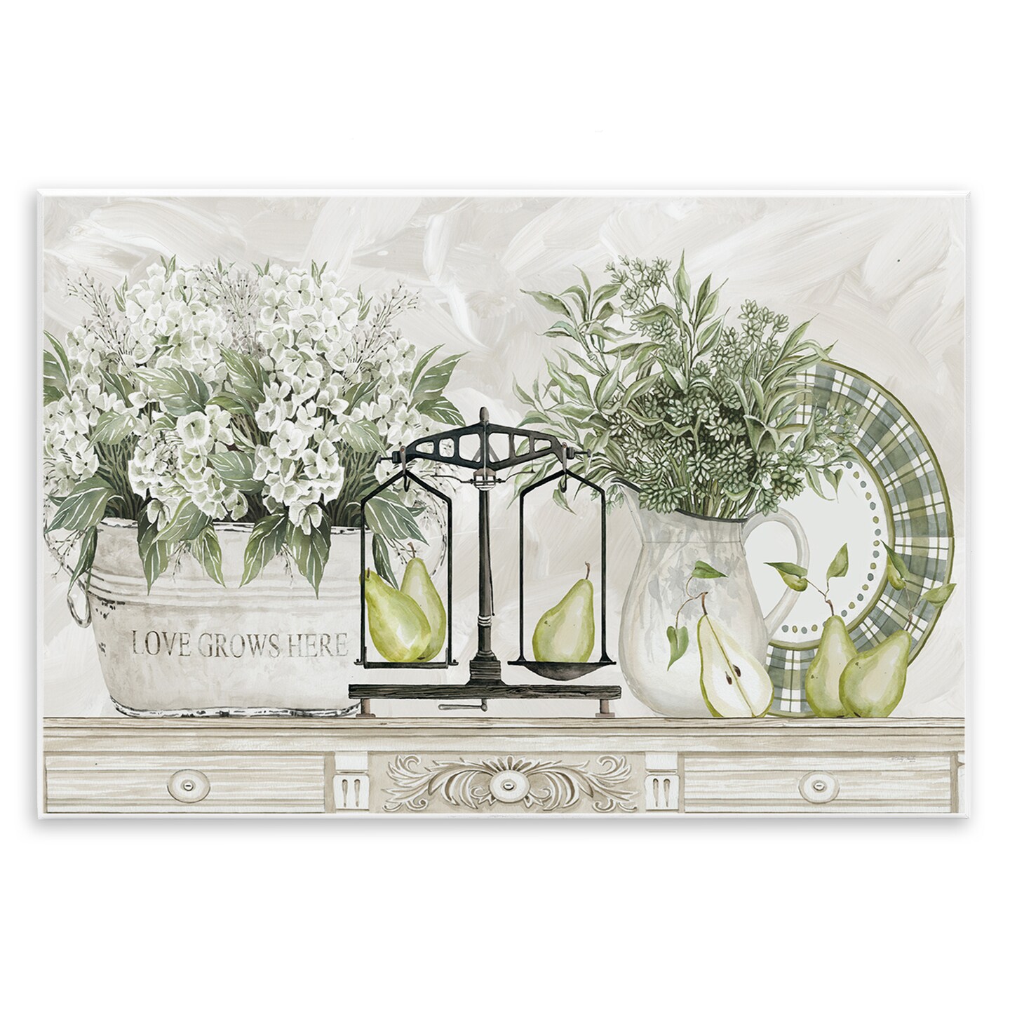 Stupell Industries Flowers and Pears on Shelf Wall Plaque, design by Cindy Jacobs