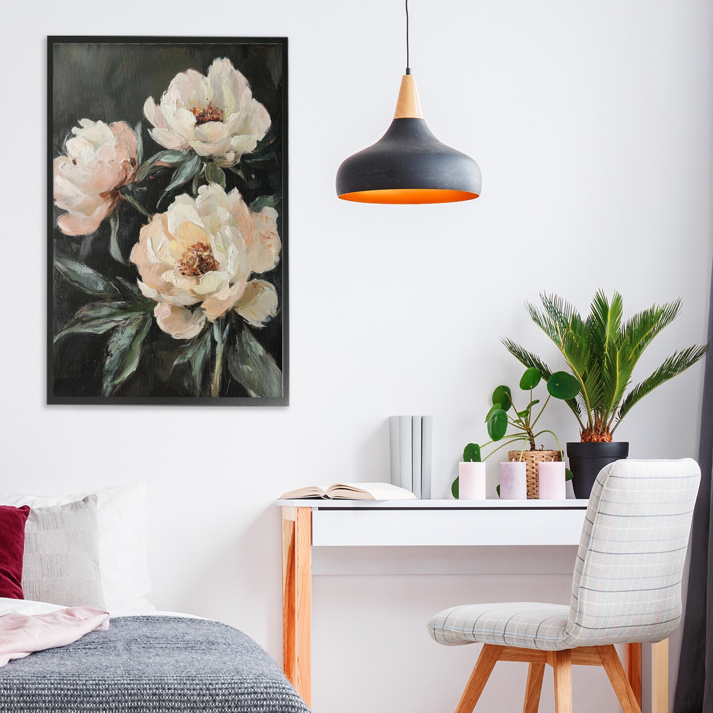 Stupell Industries Peach Roses Floral Painting Framed Giclee, design by Petal Prints Design