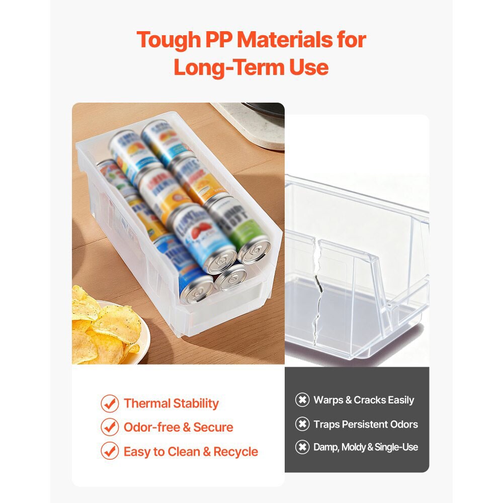 Stackable Plastic Storage Bins 14 Liter Durable Organizer with Front-Open Design for Garage Kitchen Office