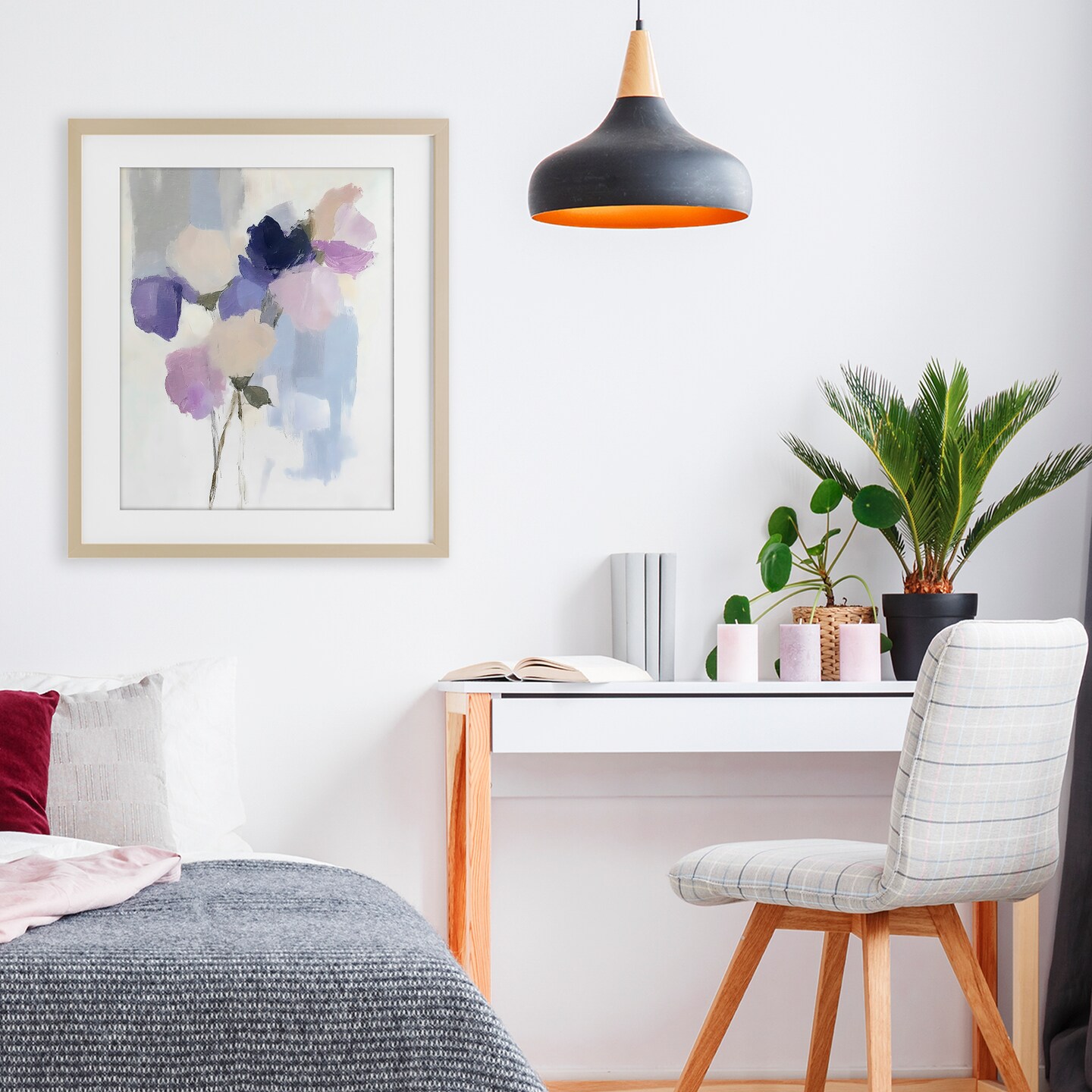 Stupell Industries Lavender Haze Abstract Florals Framed Print Under Glass, design by Riley B