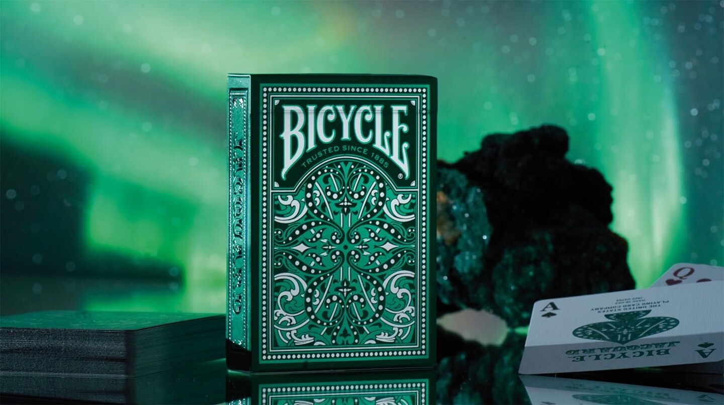 Bicycle Jacquard Premium Playing Cards, Silver and Emerald Green, Poker Size Standard Index