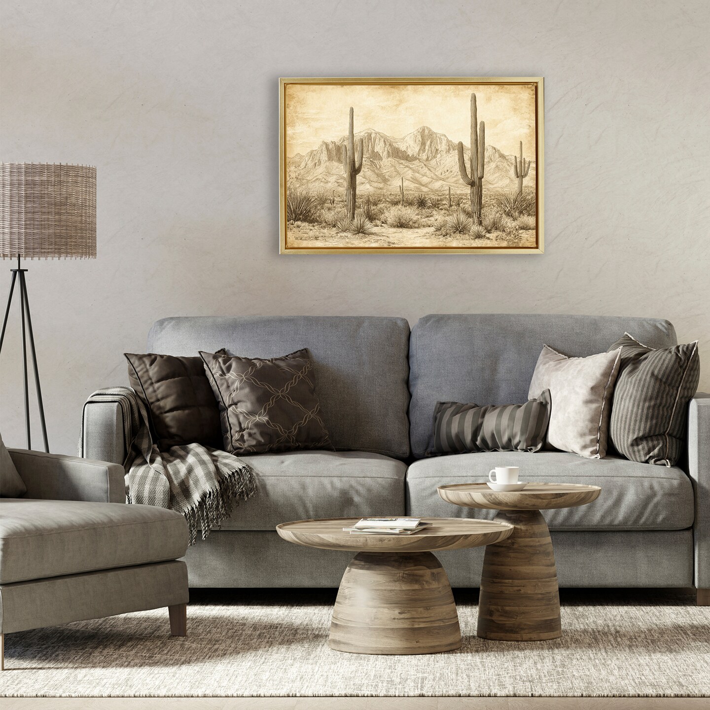 Stupell Industries The Desert Sepia Landscape Floating Frame, design by Petal Prints Design