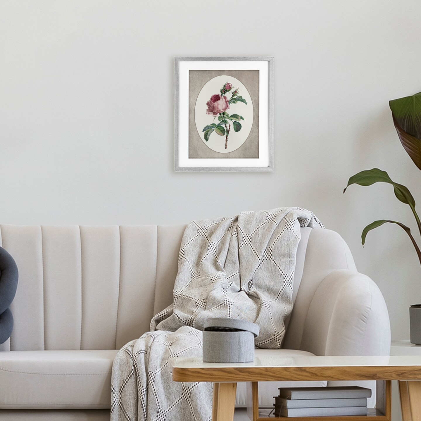 Stupell Industries Vintage Rose within Oval Framed Print Under Glass, design by Lettered and Lined