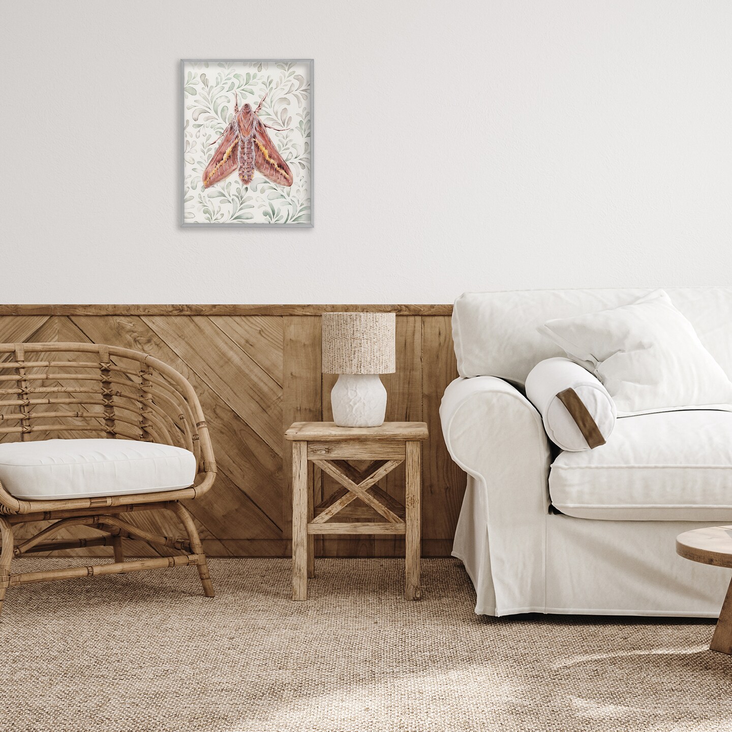Stupell Industries Moth Over Leaf Sprigs Framed Giclee, design by Cady Driver