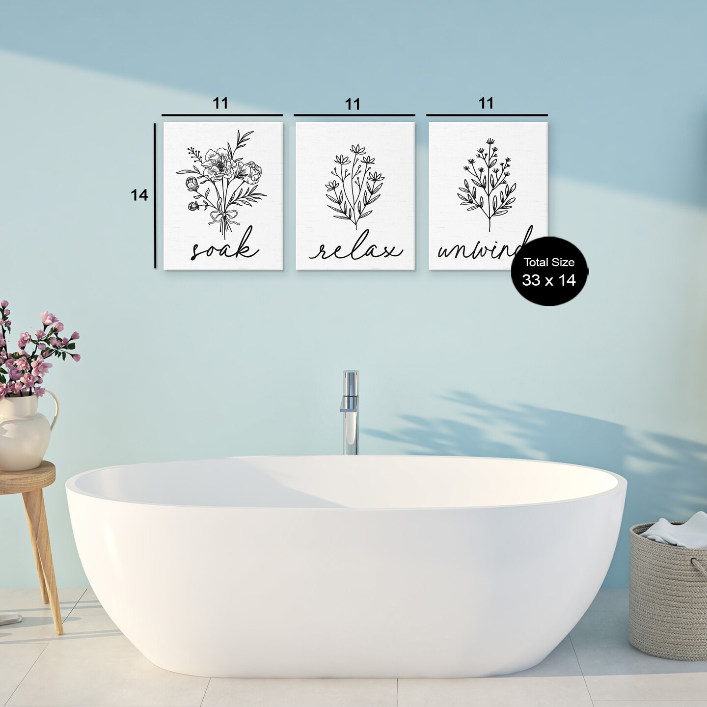 Stupell Industries Bathroom Herbs for Relaxation 3pc Canvas Set, design by Lettered and Lined