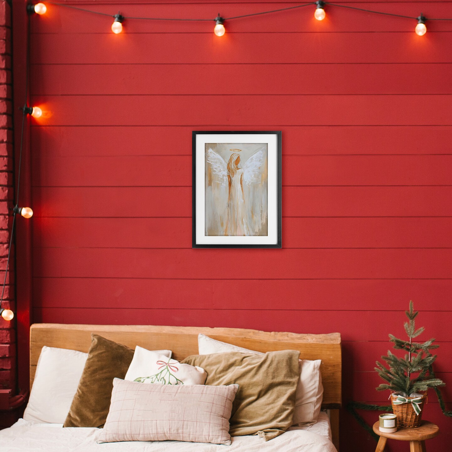 Stupell Industries Guardian Angel Portrait Framed Print Under Glass, design by Petal Prints Design