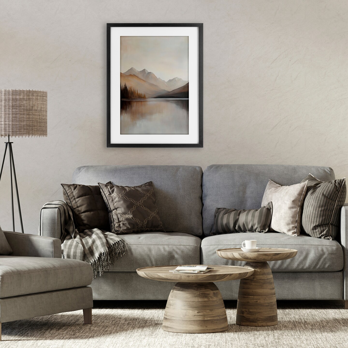 Stupell Industries Muted Lake Neutral Landscape Framed Print Under Glass, design by Petal Prints Design