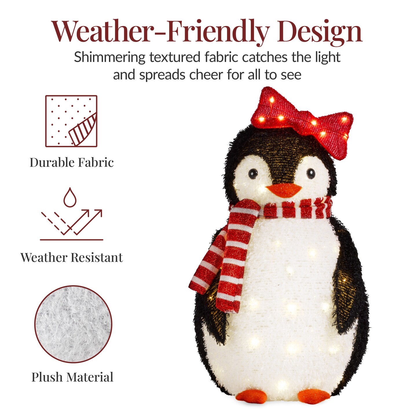 Best Choice Products 4-Piece Lighted 3ft Pop-Up Penguin Family Outdoor Christmas Decoration w/ 300 LED Lights