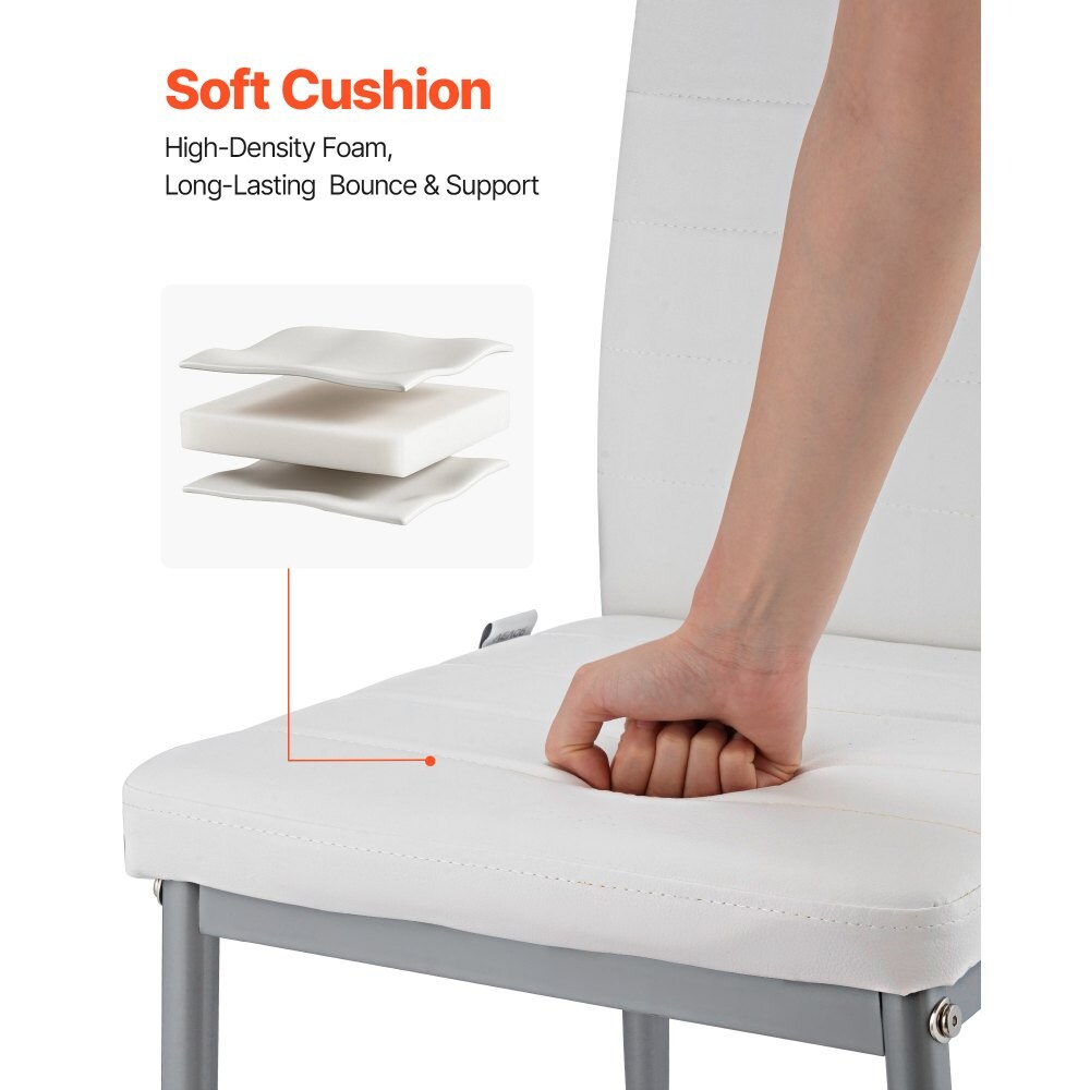 Metal Dining Chairs with Cushioned Seat, PVC Leather and Ergonomic Design