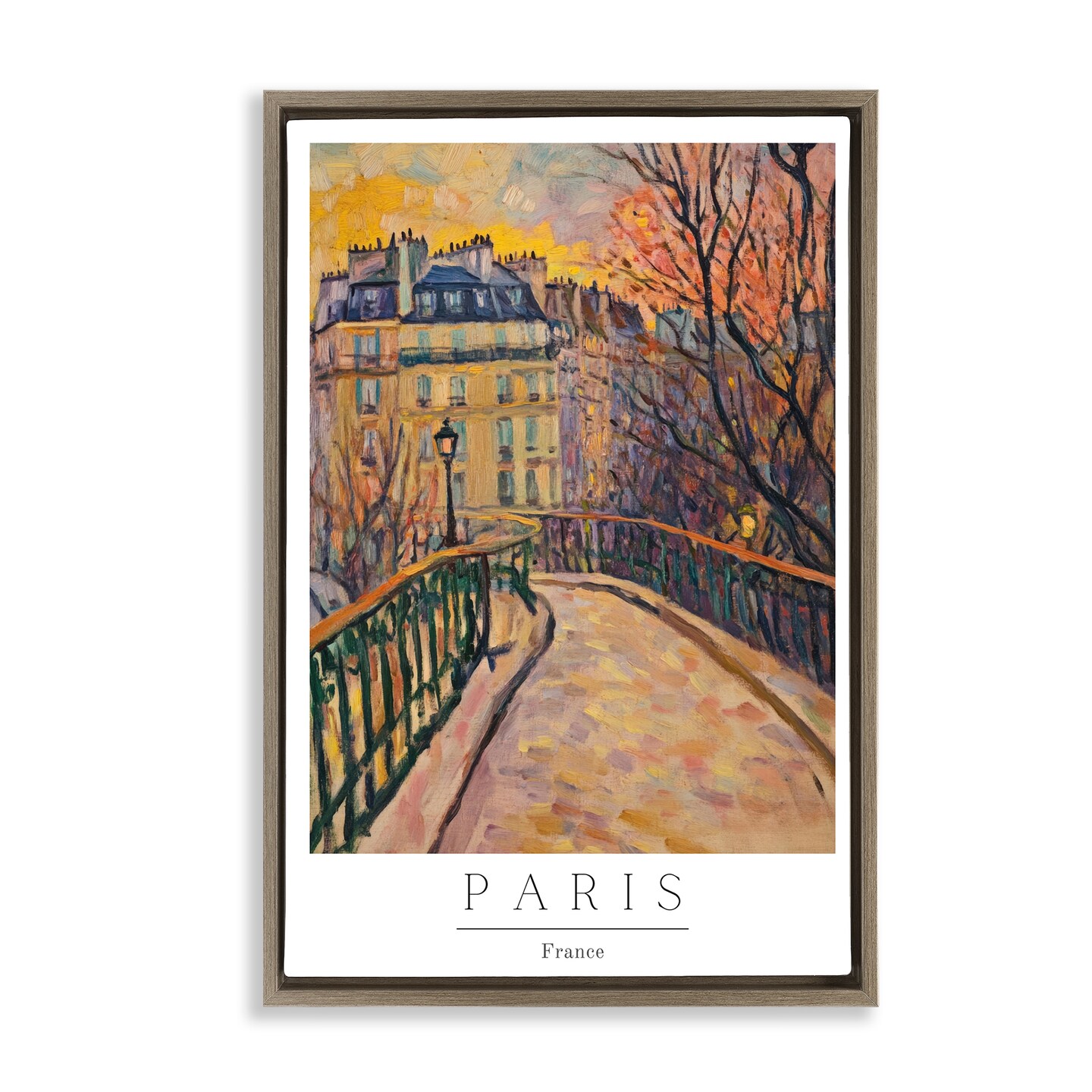Stupell Industries Paris Street Scene in Autumn Floating Frame, design by Petal Prints Design