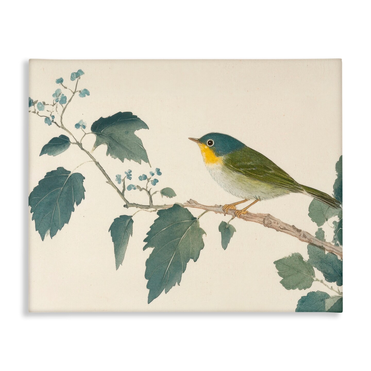 Stupell Industries Blue Bird and Leaves Canvas, design by Petal Prints Design