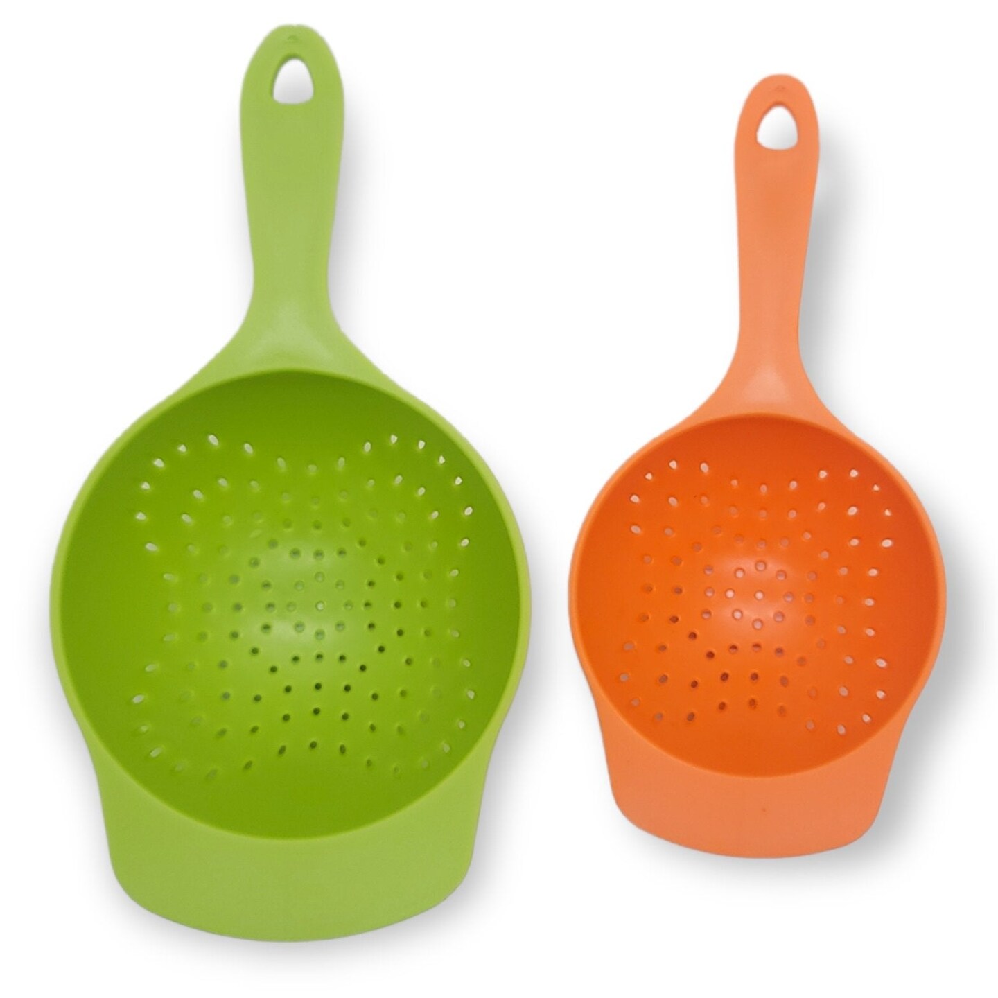 Handy Housewares Colander Set - 2 Piece Nesting Mini Colanders for Berries, Pasta, Veggies - Small Plastic Strainers, Dishwasher Safe