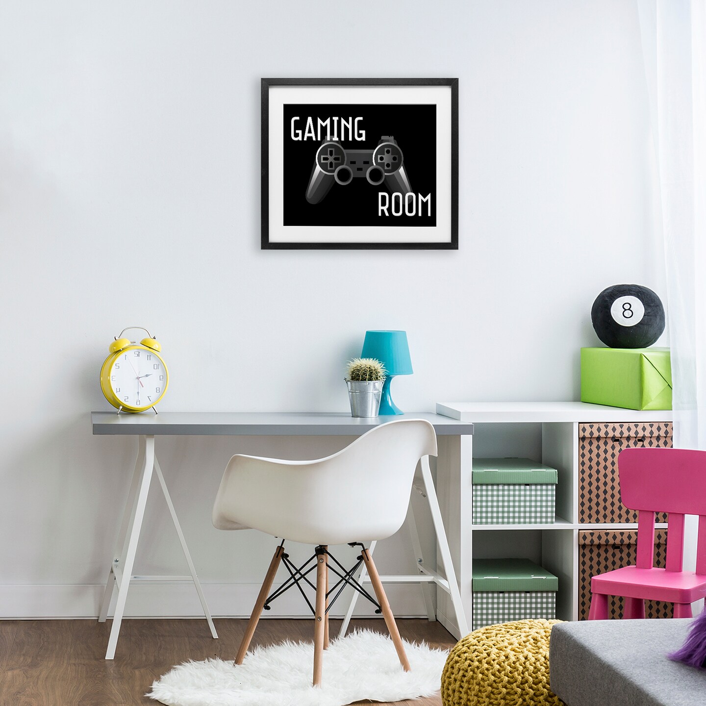 Stupell Industries Gaming Room Black Controller Framed Print Under Glass, design by Kim Allen