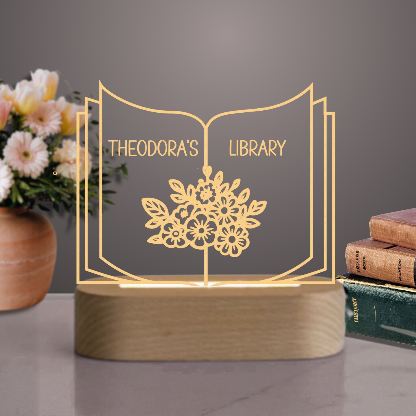 Personalized Library Sign, Bookish Gifts, Custom Name Light, Library Decor  for Book Lovers, Gift for Readers, Librarians, Teachers or K | MakerPlace  ..., image size:1080x1080