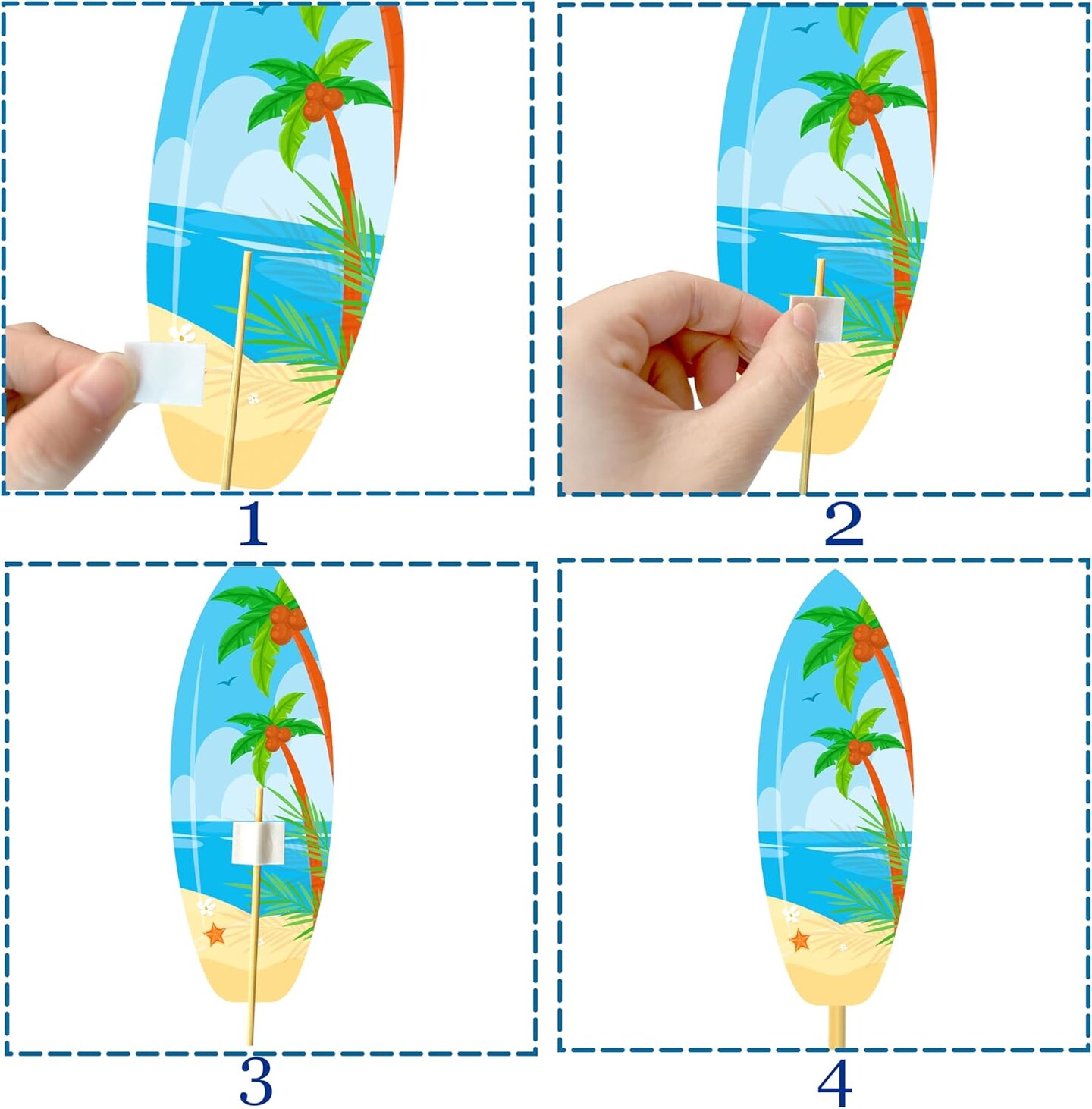 Surfing Surfboard Party Centerpiece Sticks 18pcs Surfboard Theme Birthday Party Decorations for Table Summer Surfing Party Table Toppers for Beach Pool Hawaii Luau Party Supplies