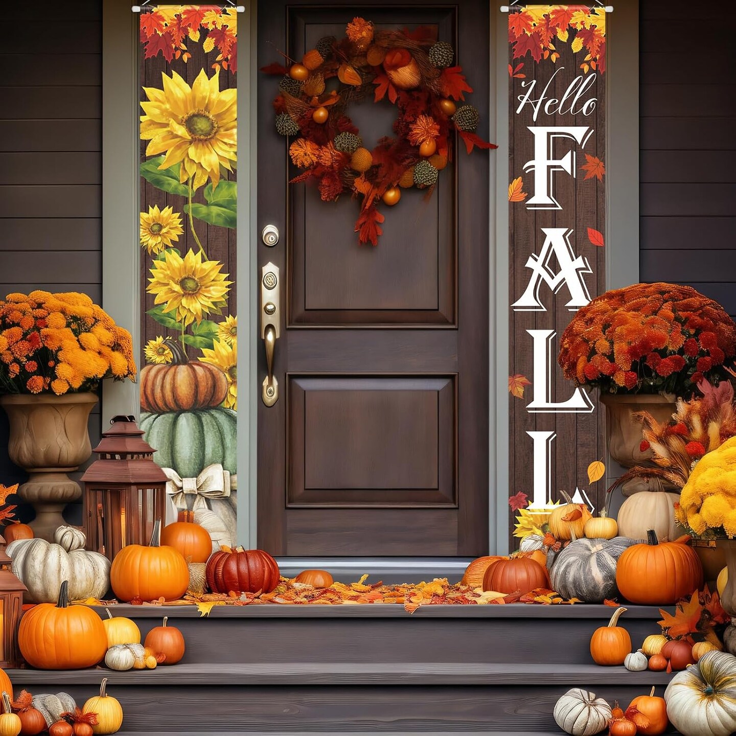 4 Pcs Seasonal Door Banner Welcome Spring Summer Fall Winter Door Banner Porch Sign Seasonal Party Decorations For Yard Indoor Outdoor Decorations 11.8 x 70.9 in