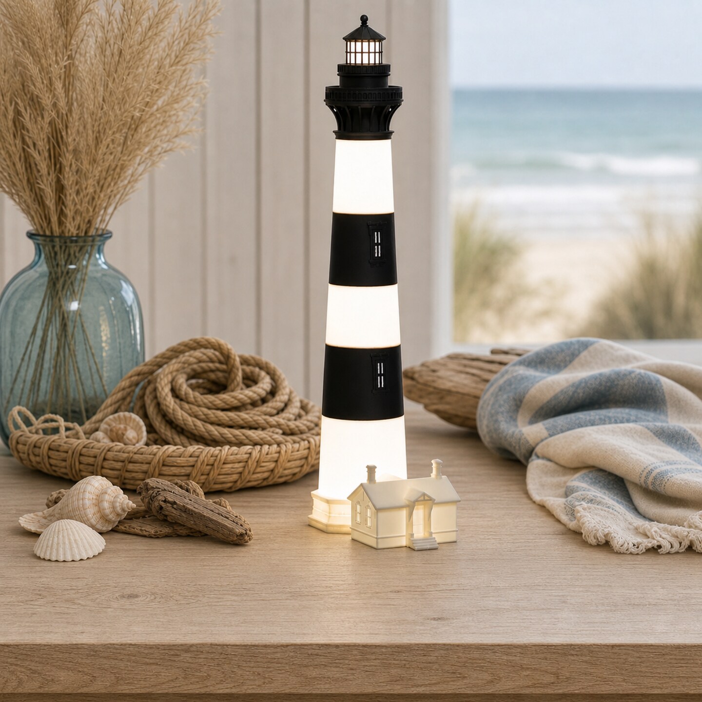 y*u様 lighthouse フルトラセット Bodie Island Lighthouse Plug-In Lamp | Black and White | Dimmable