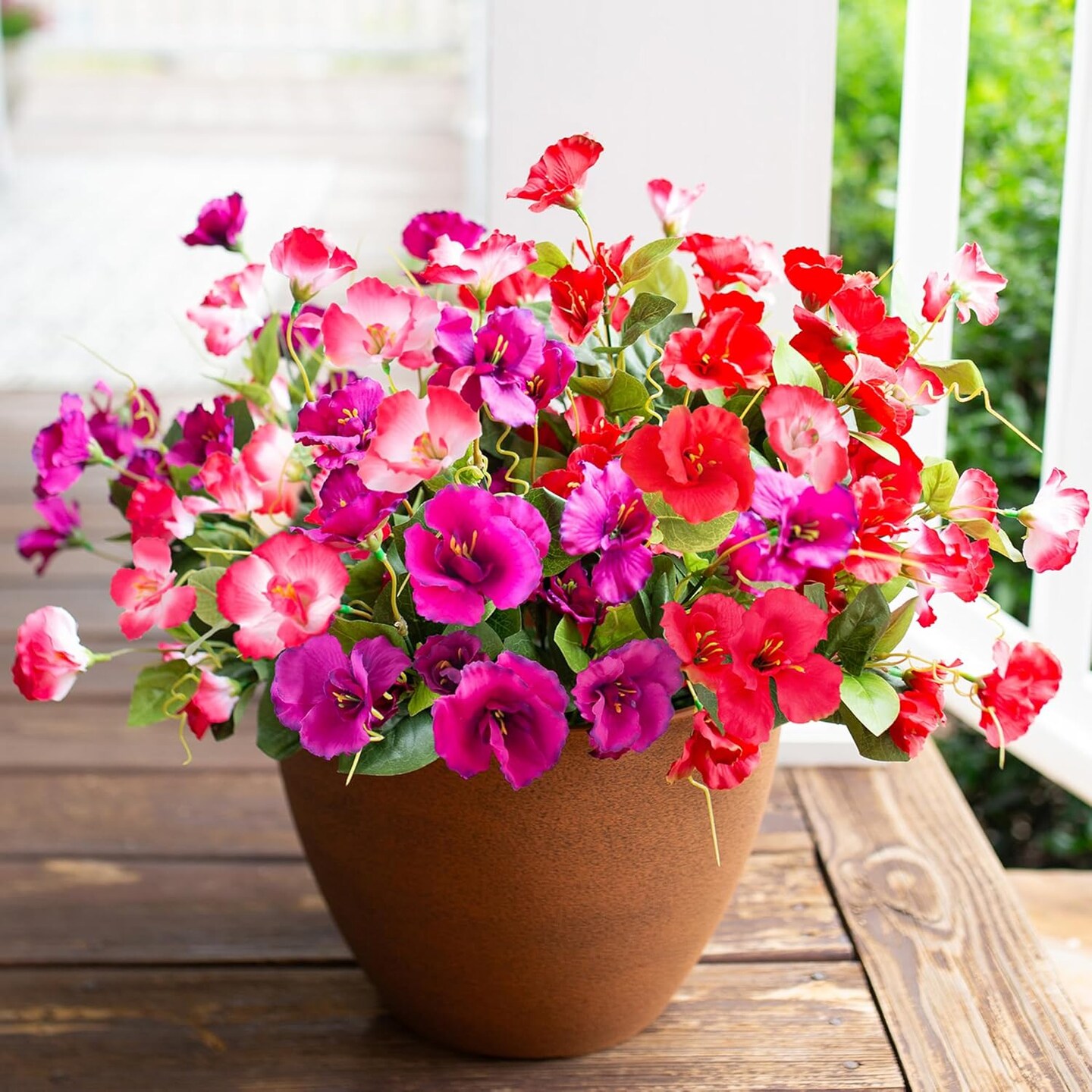Hibiscus Artificial Flowers Plants for Outdoors Decoration, 6 Bundles Silk Hibiscus Bouquet Tropical Flowers Artificial Realistic UV Resistant Fake Flowers