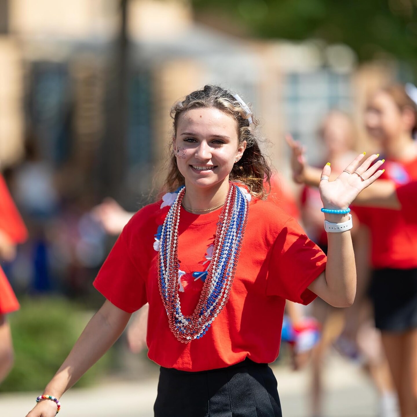4th of July Necklace Decorations, 24PCS Fourth of July Beads Party Favors Bulk, Red Blue Silver Necklace