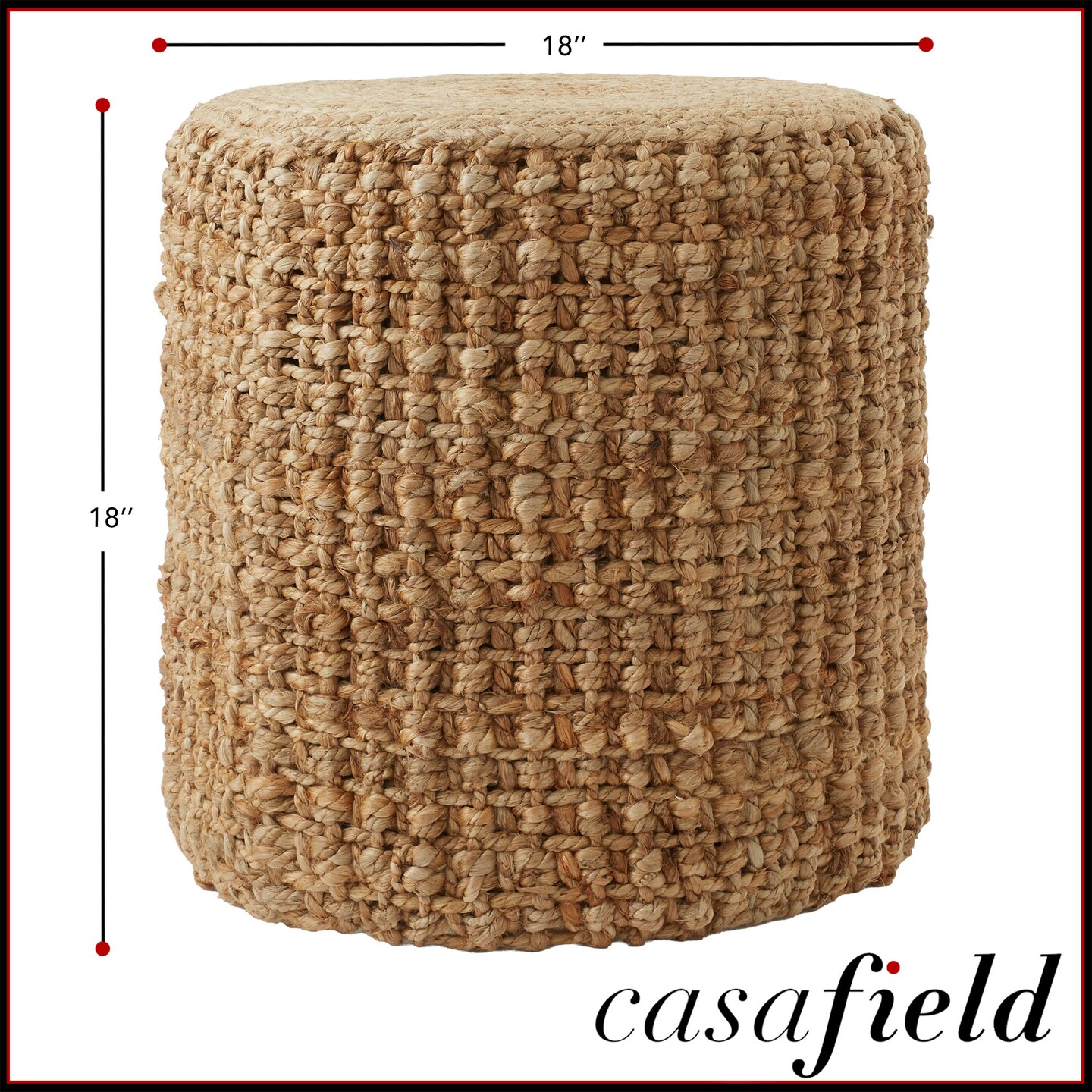 Casafield Handwoven Pouf Ottoman Footrest, Woven Seagrass Ottoman, Decorative Indoor Boho Home Accent for Living Room