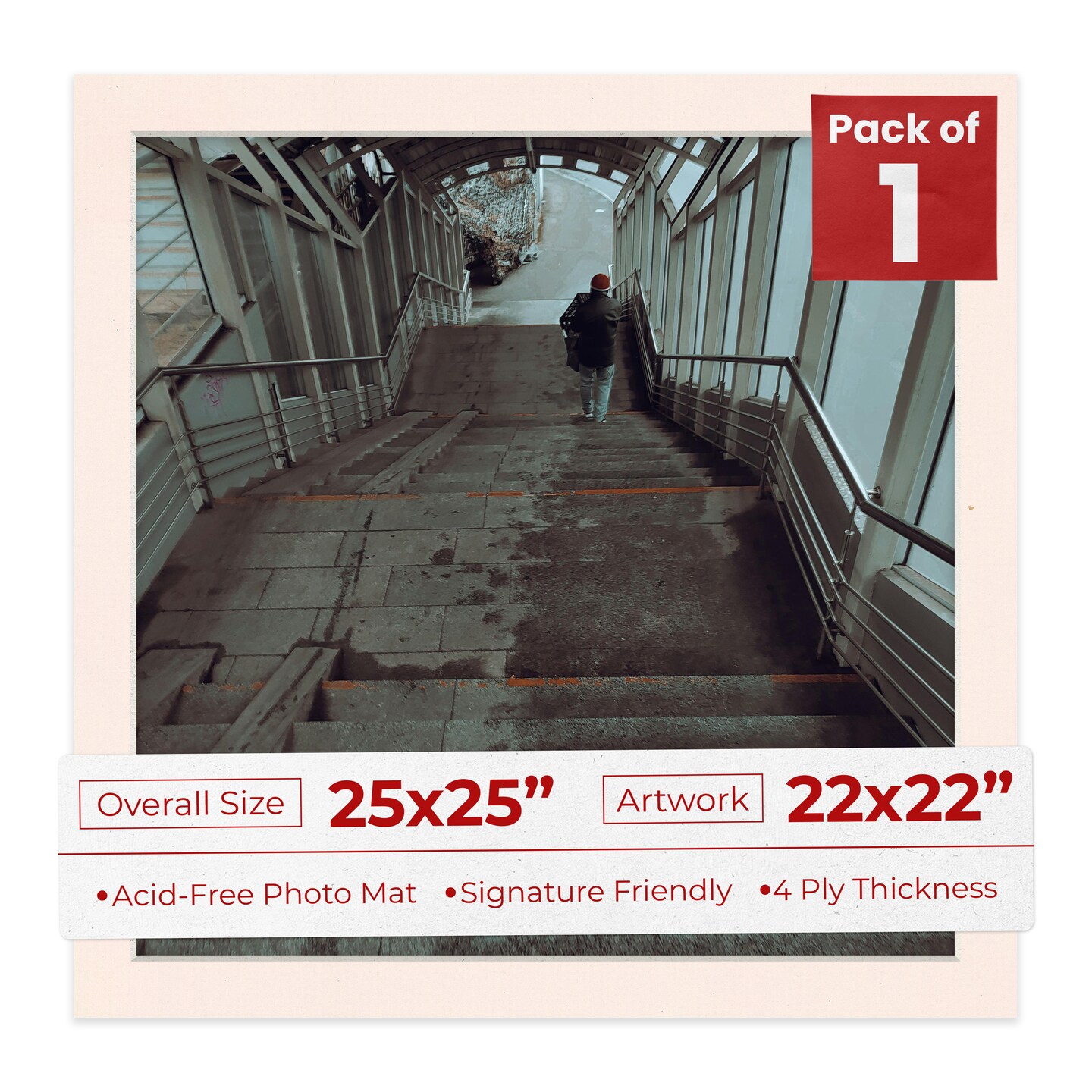 Oyster Bay Beige Mat Board for 25x25 Frames - Fits 22x22 Photos