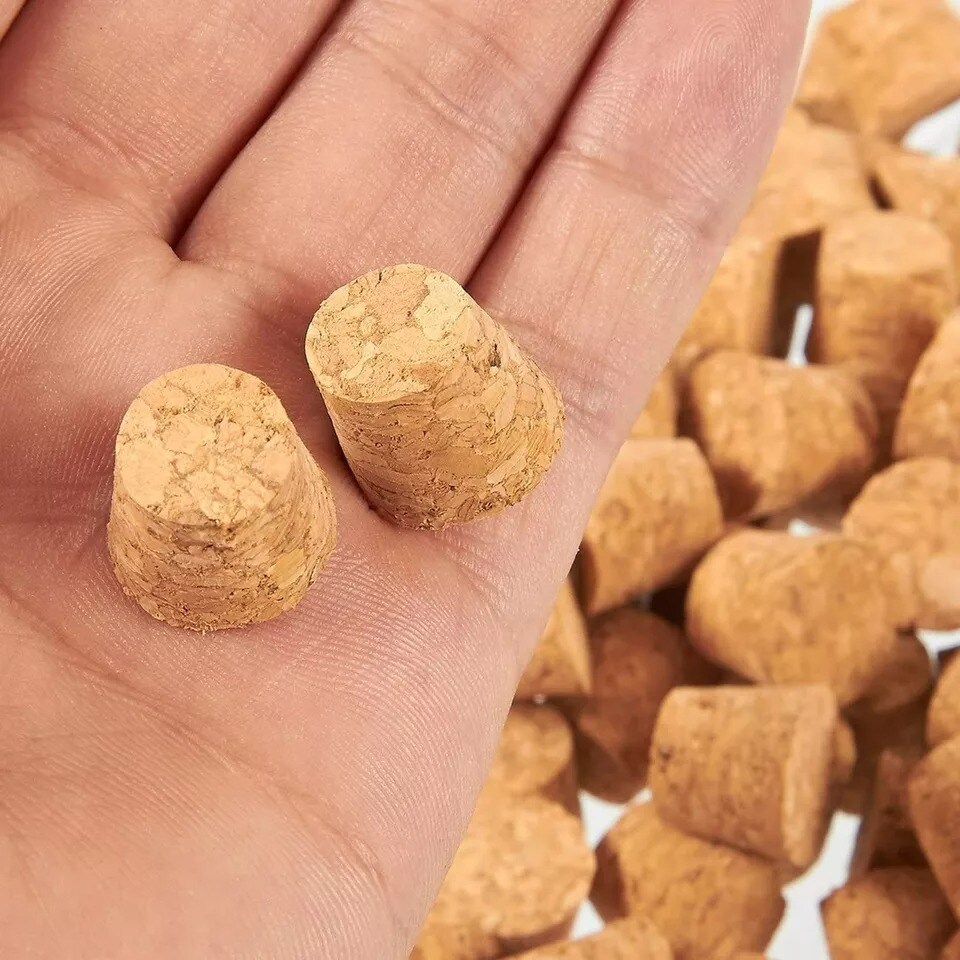 100x Small Mini Cork Stoppers, Tapered Cork Bottle Plugs, Size 4, 16mm Diameter