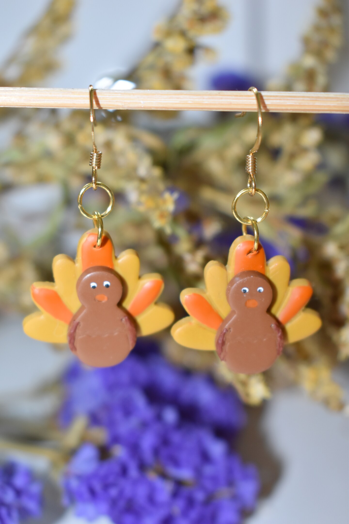 Turkey Polymer Clay Earrings, Thanksgiving Fall
