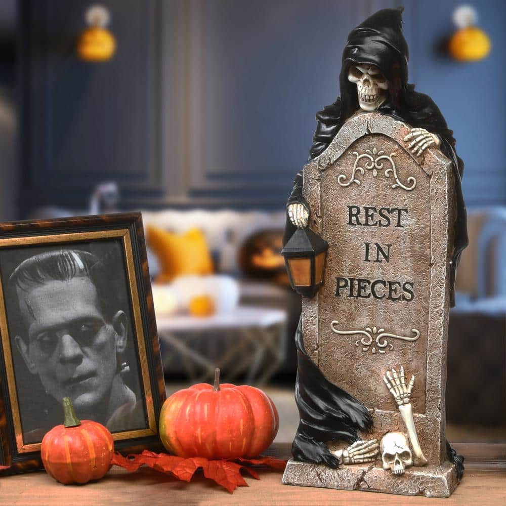 16 Inch Grim Reaper Skeleton and Tombstone for Halloween