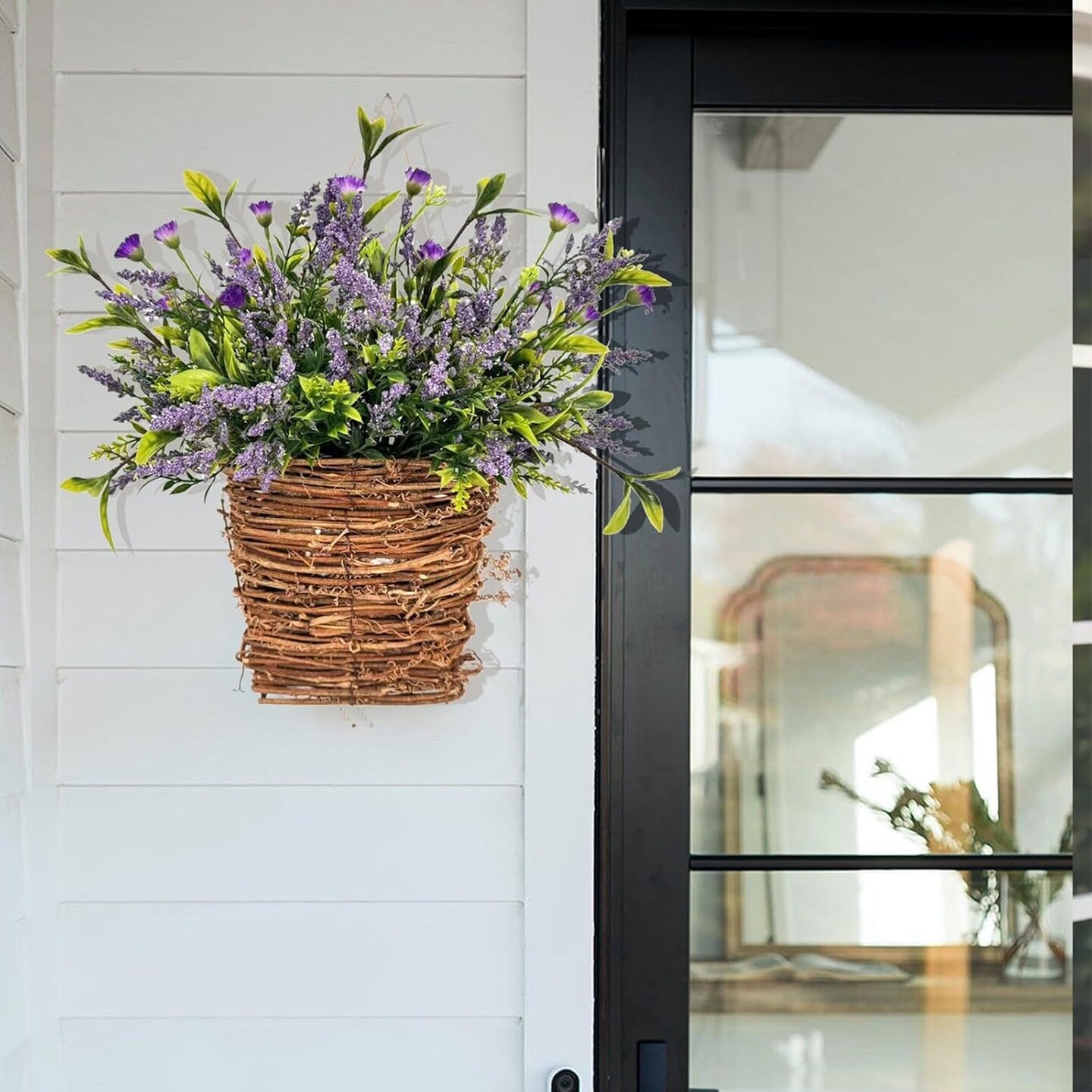 Wreath Decoration Front Door Wreath Door Hanging Outdoor Christmas for Cemetery (Purple, One Size)