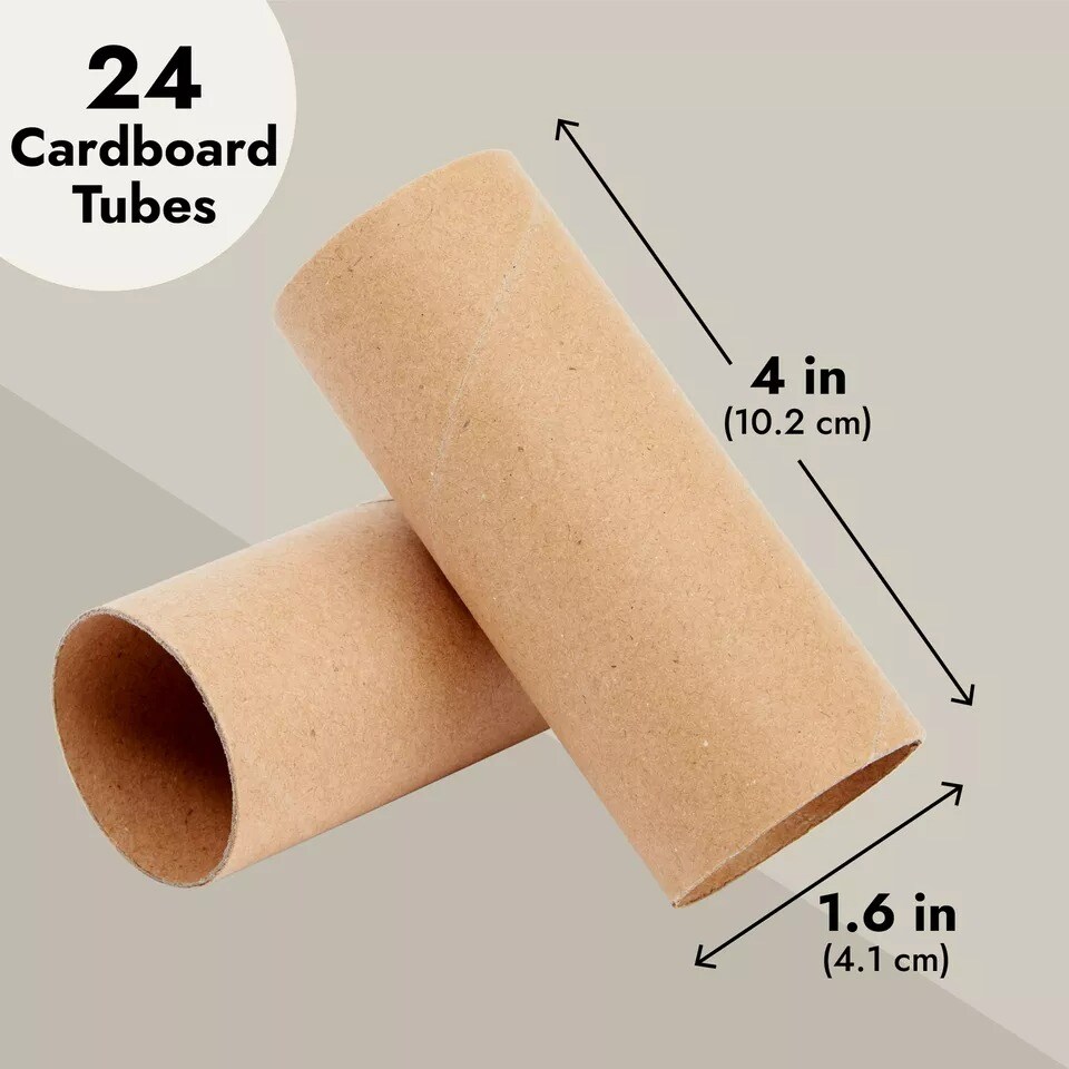 24-Pack DIY Paper Tubes for Crafts, Classroom Projects, 1.6x4 In, Brown