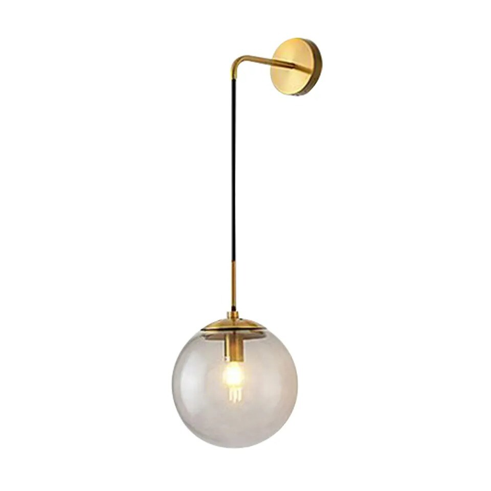 Modern Nordic Hanging Wall Sconce Single Suspender Wall Light Globe Glass Shade