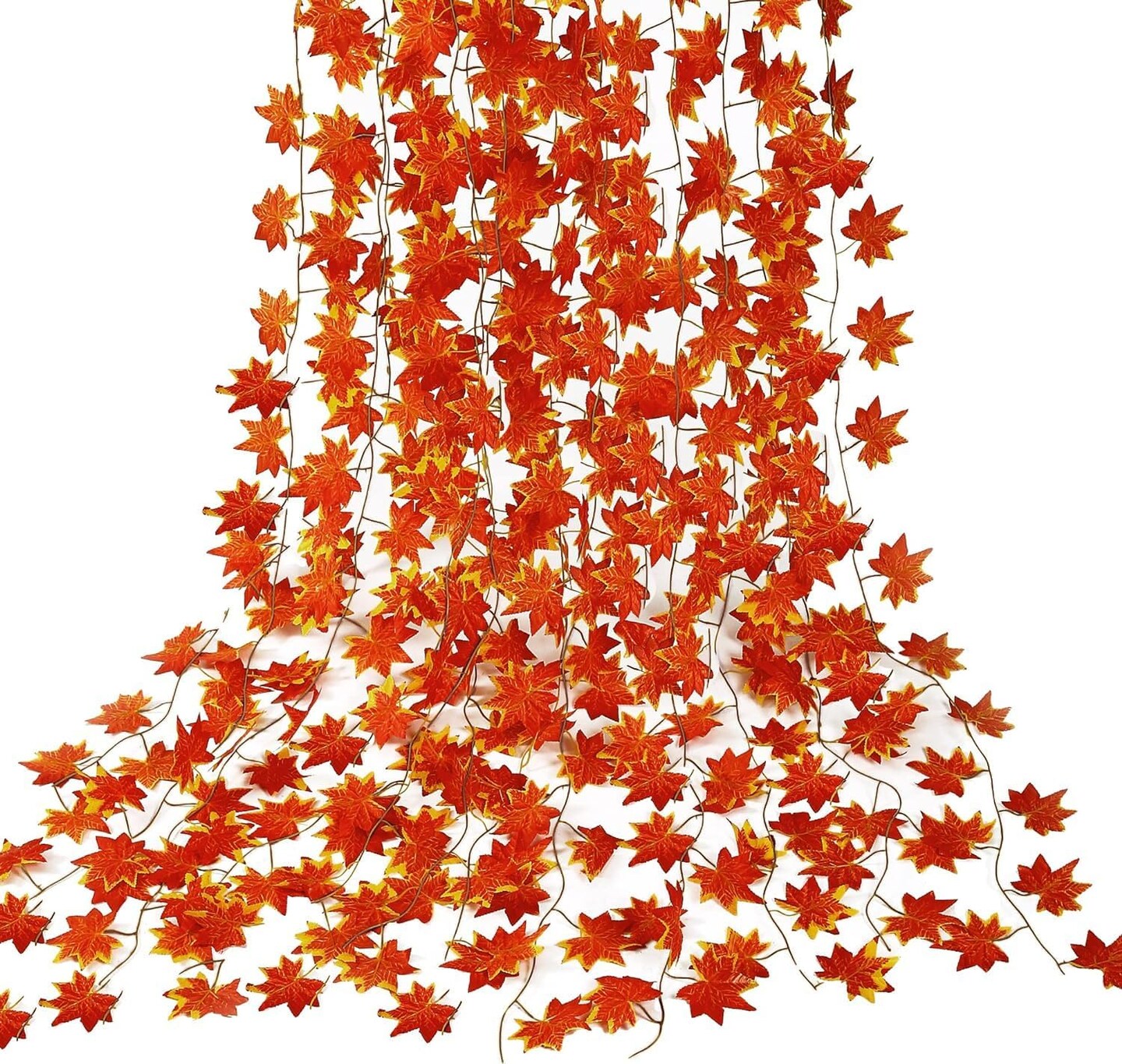 12 Pack 92Ft Fall Leaf Garland Artificial Maple Leaves Garland Silk Autumn Hanging Vines Red Ivy Garland for Thanksgiving Home Wedding Party Garden Fireplace Porch Decor