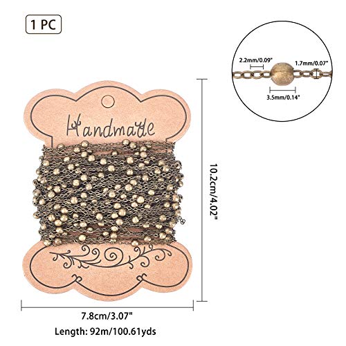 10m/32.80 Feet Antique Bronze Chains, Brass Cable Chains with 3mm Balls, 1 Roll Chains for Necklace Jewelry Accessories DIY Making