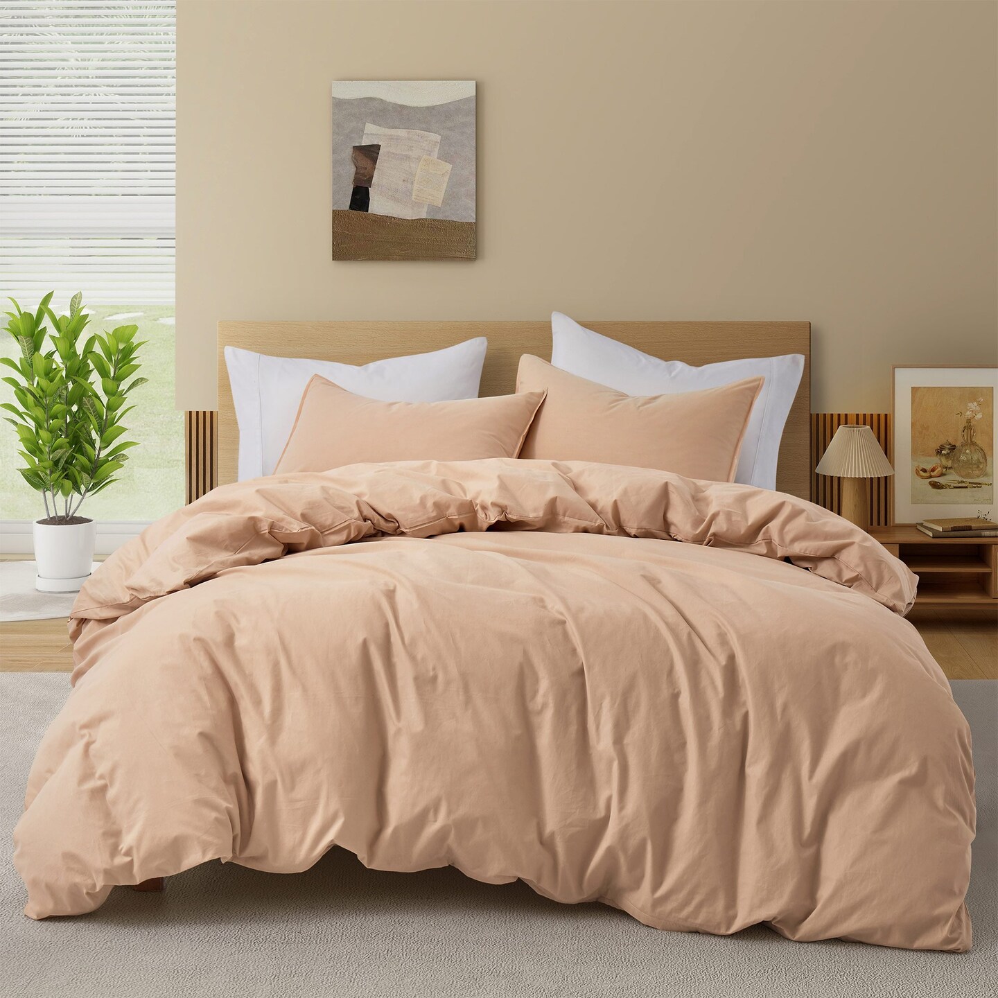 100% Cotton Duvet Cover Set Solid Color Twin Queen King Soft Breathable Bedding