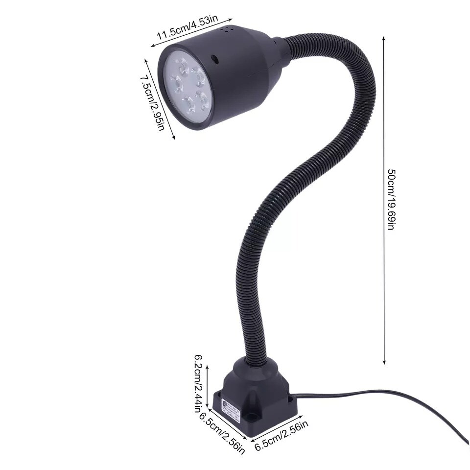 5W LED Lathe Work Light Fixed Base Flexible Arm For CNC Milling Machine Lamp