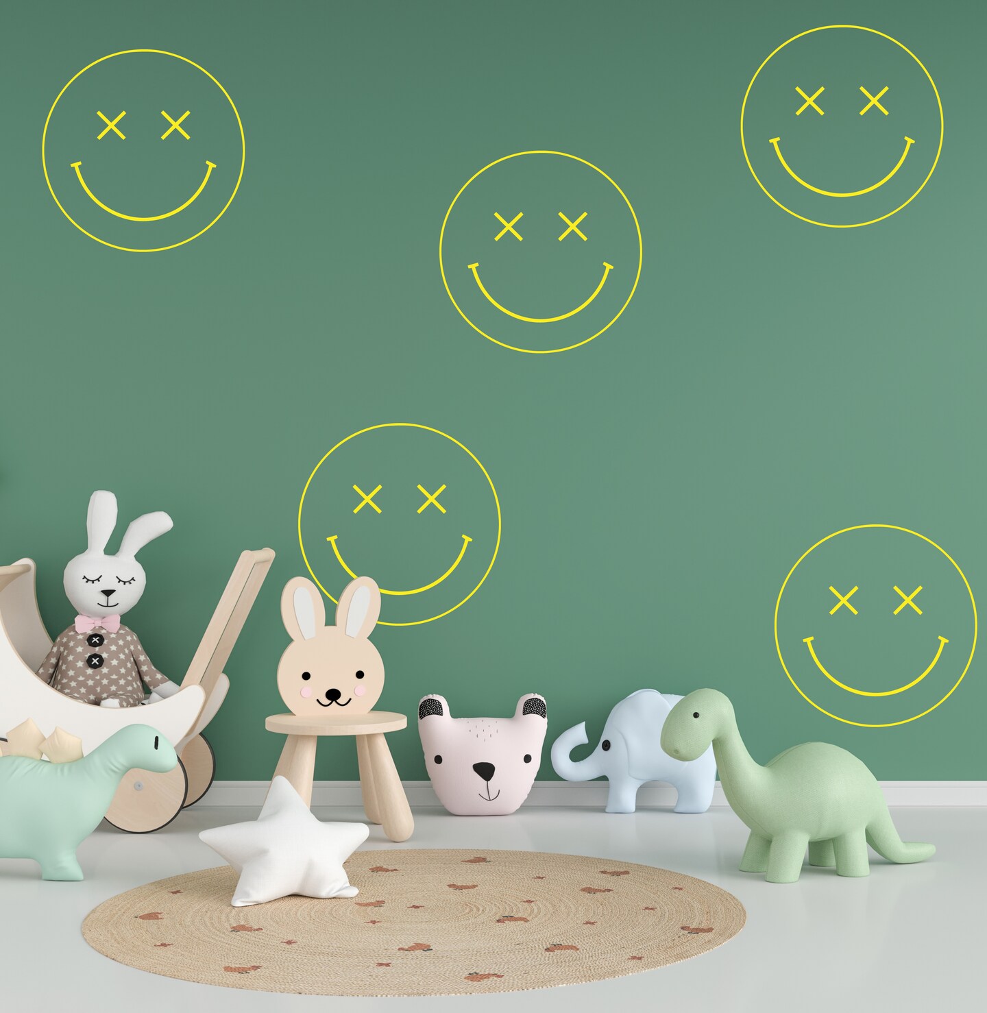 Set of 6 Smiley Face Wall Decals with X-Eyes – Available in 10x10 or 22x22 Inches, Kids Room Decor, Teen Room Decor n085 product 3
