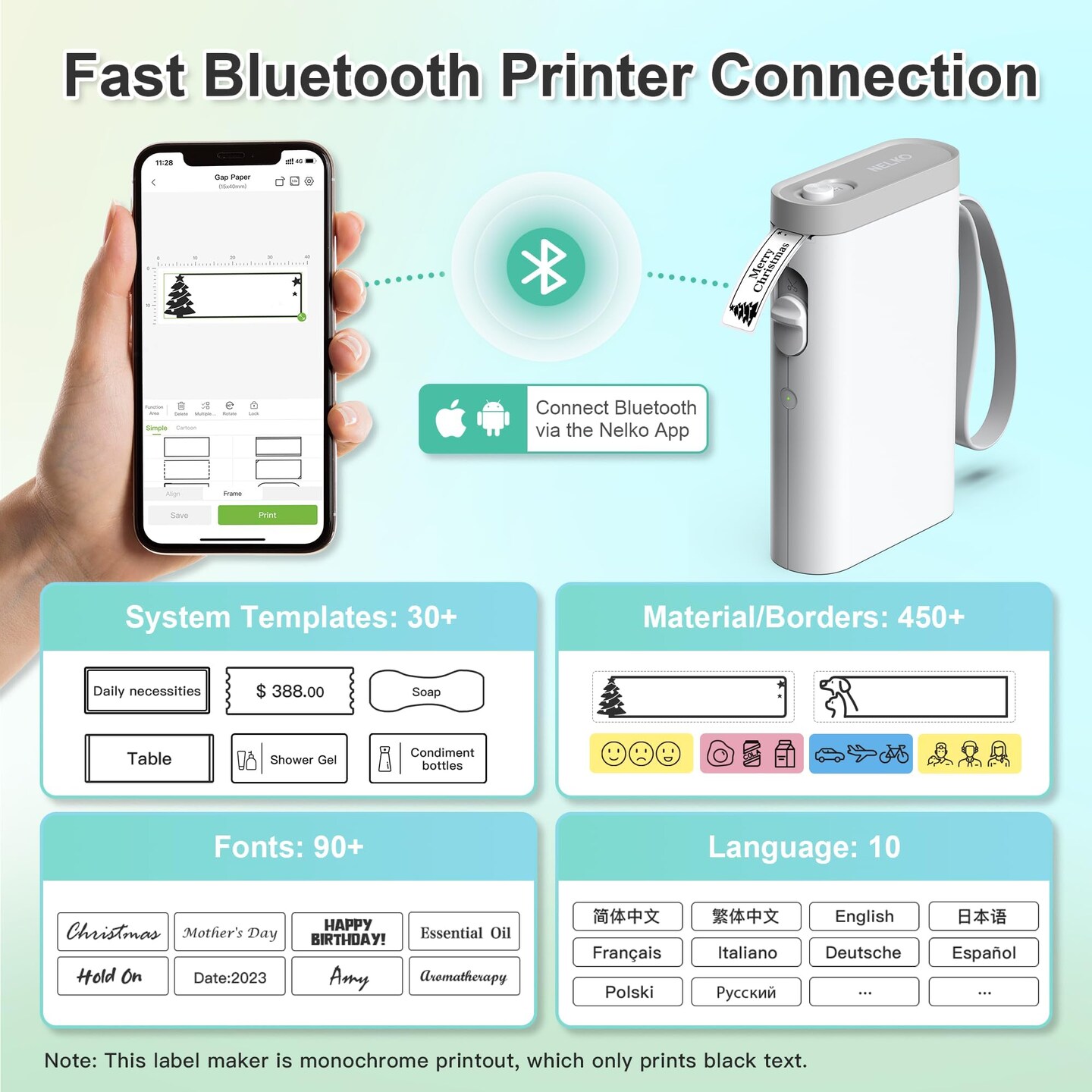 Label Maker Machine with Tape, P21 Portable Bluetooth Label Printer, Wireless Handheld Sticker Maker Mini Label Makers with Multiple Templates for Organizing Storage Barcode Office Home, White