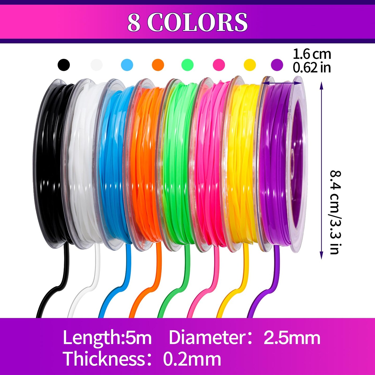 8 Colors Lanyard String Kit, Plastic String Lacing Cord, Bright Color String, Lanyard String for Crafts, Bracelets and Jewelry Making String Weaving Kit for Craft DIY