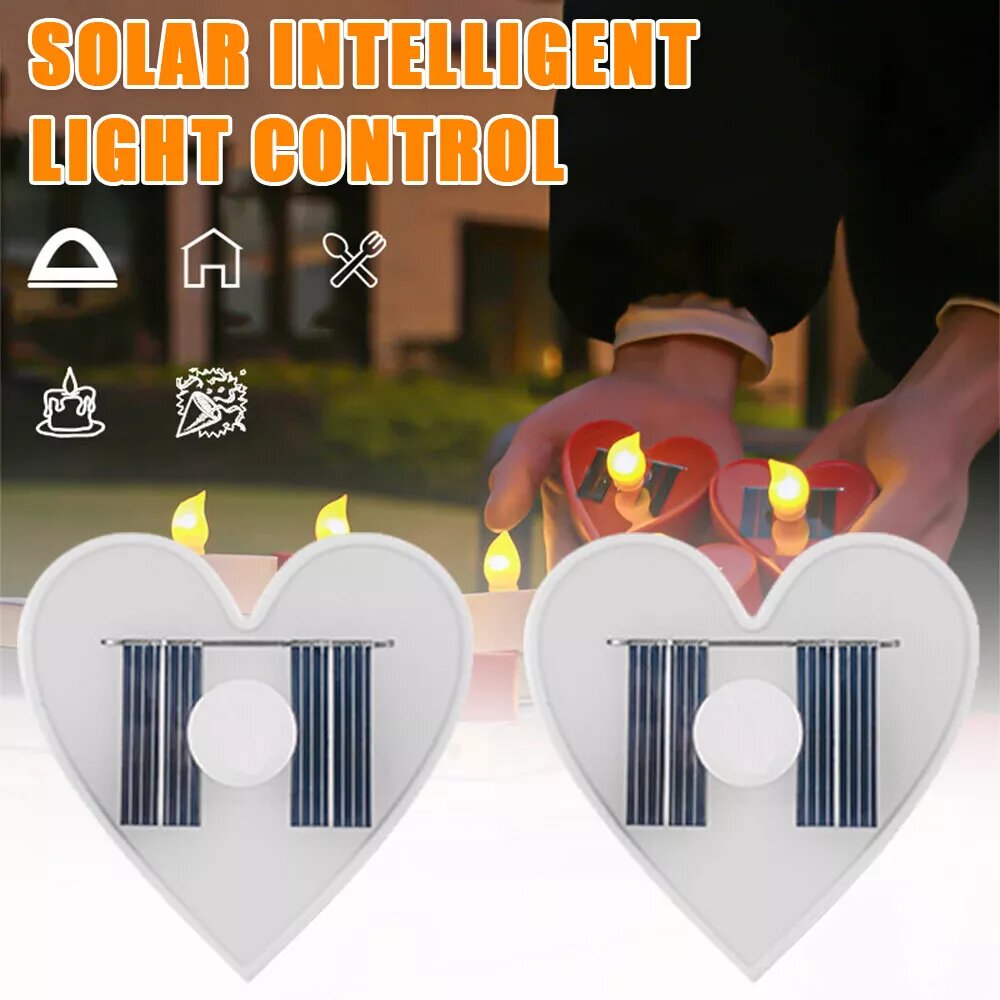 Kitcheniva Solar Flameless Flickering Heart LED Tea Candles Lights Waterproof