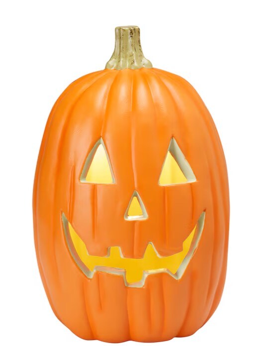 Halloween 16&#x22; Lighted Orange Jack Lantern Pumpkin Decoration